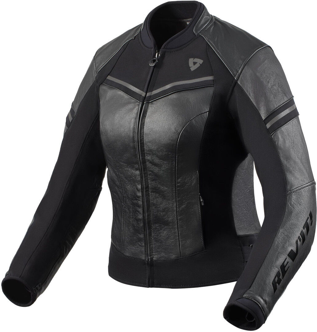 Revit Median Ladies Motorcycle Leather Jacket  - Black Grey