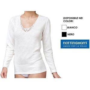 NOTTINGHAM T-Shirt Donna Con Pizzo In Lana/cotone Art. Tl18w Col. E Mis. A Scelta BIANCO 5