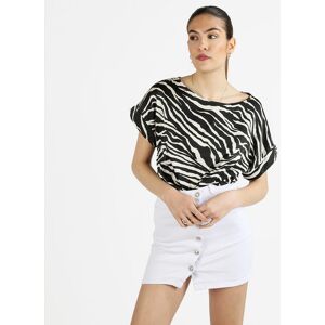 Solada Blusa donna a maniche corte con stampa zebrata Bluse donna Nero taglia Unica