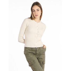 lois & pepe Cardigan donna girocollo in maglia a costine Cardigan donna Beige taglia S/M