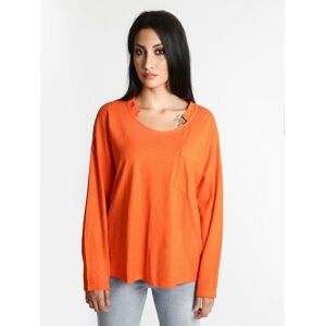 Wiya Maglietta in cotone con taschino T-Shirt Manica Lunga donna Arancione taglia Unica