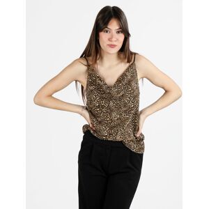 Solada Top donna con stampa animalier e scollo a cascata Tops donna Marrone taglia Unica