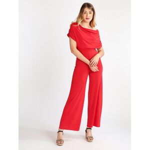 sofy's chic Tuta jumpsuite a maniche corte Jumpsuit donna Rosso taglia Unica