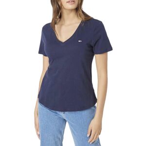 Tommy Jeans Slim Soft V Neck - T-shirt - donna Dark Blue XS