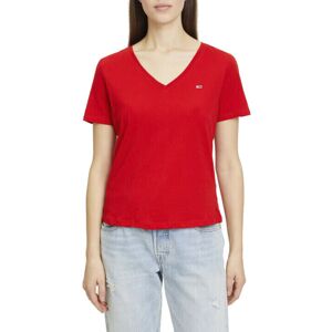 Tommy Jeans Slim Soft V Neck - T-shirt - donna Red XS