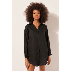 Calzedonia Abito Camicia in Lino Donna Nero S