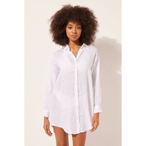 Calzedonia Abito Camicia in Lino Donna Bianco M