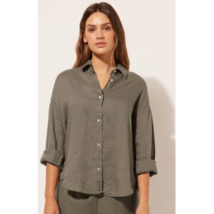 Calzedonia Camicia Corta in Lino Donna Verde L