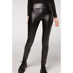 Calzedonia Leggings Effetto Pelle Termici Donna Nero S