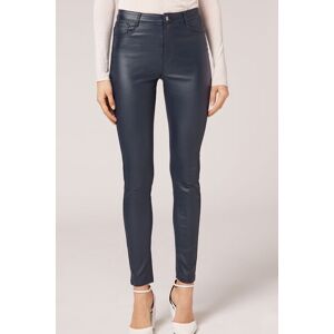 Calzedonia Leggings Skinny Effetto Pelle Donna Blu M