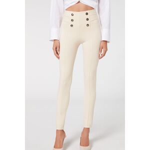 Calzedonia Leggings Skinny Modellanti con Bottoni Donna Bianco M