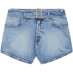 Freddy Micro shorts in denim con vita bassa e cintura Denim Blu Medio-Yellow Seams Donna Small