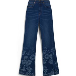 Freddy Jeans vita alta flondo a zampa decorato da grafica floreale Denim Blu Medio-Tob. Seams Donna Small