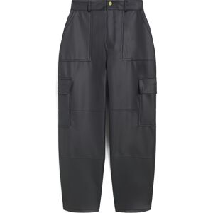 Freddy Pantaloni cargo in similpelle gamba straight cropped Nero Donna Small