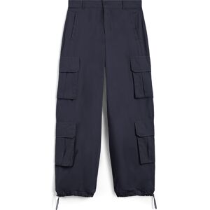 Freddy Pantaloni cargo baggy fit in popeline con quattro tasconi Blu Navy Donna Extra Small