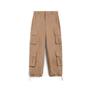 Freddy Pantaloni cargo baggy fit in popeline con quattro tasconi Warm Taupe Donna Extra Small