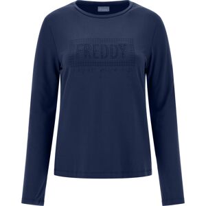 Freddy T-shirt manica lunga grafica  riquadro pied de poule Blu Navy Donna Small