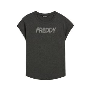 Freddy T-shirt mélange con maniche ad aletta e stampa  argento Melange Black Donna Extra Small