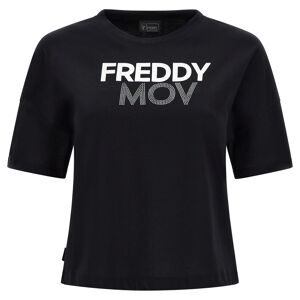 Freddy T-shirt comfort fit corta in vita con stampa a contrasto Nero Donna Small