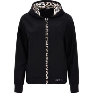 Freddy Felpa cappuccio e zip in viscosa con inserti tigrati Black Animalier Donna Medium