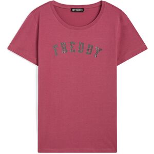 Freddy T-shirt in jersey leggero con scollo tondo e stampa glitter Malaga Donna Extra Small