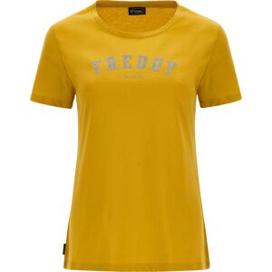 Freddy T-shirt girocollo in jersey con stampa college glitter Oil Yellow Donna Extra Small