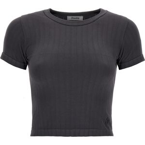 Freddy T-shirt cropped slim fit in tricot a costine Blackened Pearl Donna Large