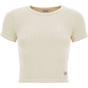 Freddy T-shirt cropped slim fit in tricot a costine Tofu Donna Extra Large