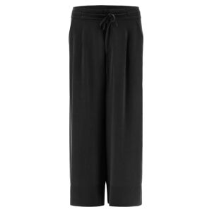 Freddy Pantaloni cropped gamba ampia in lino viscosa Nero Donna Small