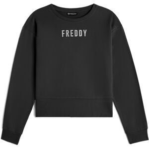 Freddy Felpa corta da donna in french terry con logo effetto satin Nero Donna Extra Large