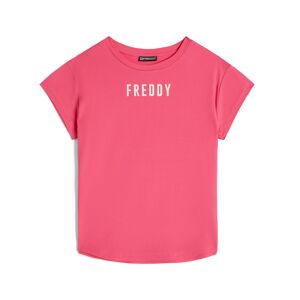Freddy T-shirt donna in jersey con piccolo logo effetto satin Raspberry Sorbet Donna Extra Small
