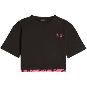 Freddy T-shirt corta da donna con inserto stampa zebrata sul fondo Black-Zebra Black On Fuchsia Donna Extra Large