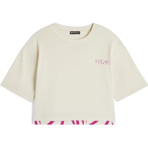 Freddy T-shirt corta da donna con inserto stampa zebrata sul fondo Beige- Zebra Fuchsia On Beige Donna Large