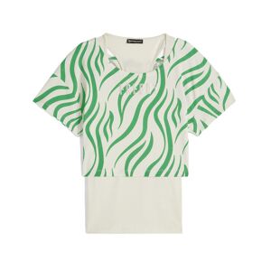 Freddy Set canotta+t-shirt cropped da donna con stampa zebrata Beige-Zebra Green On Beige Donna Extra Small