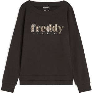 Freddy Felpa girocollo in french terry modal con logo in strass Nero Donna Small