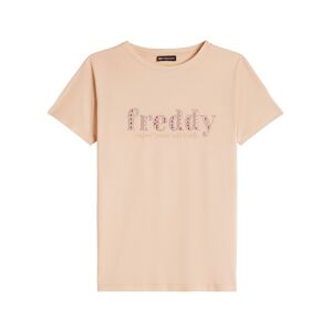 Freddy T-shirt donna in jersey modal con logo composto da strass Pink Sand Donna Extra Small