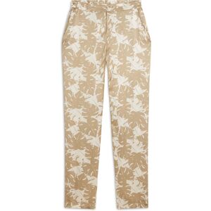 Freddy Pantaloni donna in satin di viscosa a fantasia tropical Beige And White Allover Flower Donna Extra Large