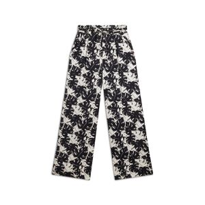 Freddy Pantaloni culotte gamba ampia in viscosa stampa tropical Black And White Allover Flower Donna Extra Large