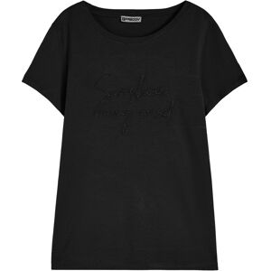 Freddy T-shirt donna in jersey modal con ricamo dorato Nero Donna Small