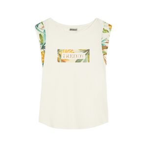 Freddy T-shirt donna con maniche in viscosa e grafica tropical White -B&W Allover Flower Donna Extra Large
