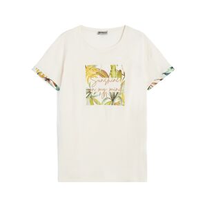 Freddy T-shirt da donna in jersey modal con grafiche tropical White -B&W Allover Flower Donna Large