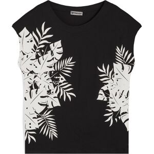 Freddy T-shirt in jersey modal maniche cortissime e stampe laterali Black -B&W Allover Flower Donna Extra Small