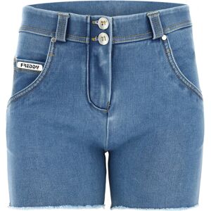 Freddy Shorts push up WR.UP® sfrangiati vita regular in denim navetta ecologico Jeans Chiaro-Cuciture Gialle Donna Extra Small