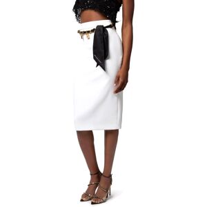 ELISABETTA FRANCHI GONNA MIDI IN CREPE STRETCH CON CINTURA FOULARD donna avorio GOT1141E2 40