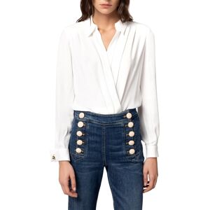 ELISABETTA FRANCHI CAMICIA BODY INCROCIATA IN GEORGETTE DI VISCOSA CON GEMELLO donna avorio CB00341E2 40