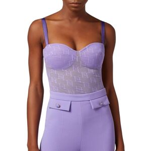 ELISABETTA FRANCHI TOP BUSTIER IN TULLE LOGO donna iris TO00341E2 42