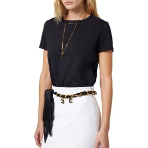 ELISABETTA FRANCHI T-SHIRT IN JERSEY CON CUT-OUT E COLLANA donna gesso MA01741E2 40