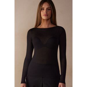 Intimissimi Maglia Manica Lunga Scollo a Barchetta in Invisible Supima® Donna Nero Taglia M