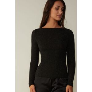 Intimissimi Maglia Girocollo in Modal Light con Cashmere Lamè Donna Nero Taglia S