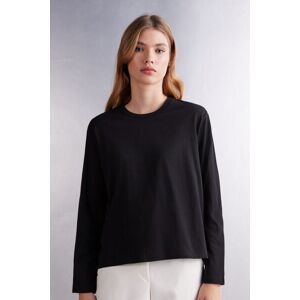 Intimissimi Maglia Manica Lunga Boxy Fit in Cotone Donna Nero Taglia S